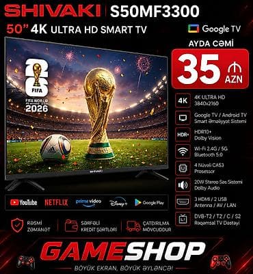 SHIVAKI S50MF3300 – 50" 4K Ultra HD Smart TV - Ekran: 50 düym, 4K