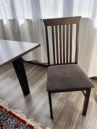 Taxta yemək otağı stulu - Material: möhkəm QOZ ağac karkas, tünd — 3