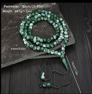 təsbehler: Məhsul: Yaşıl muncuqlu təsbeh - Material: Parlaq yaşılımtıl tonlarda — 2