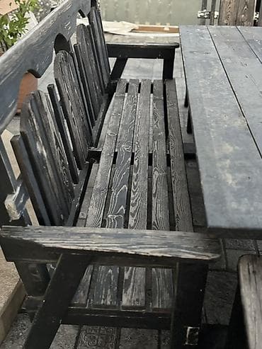 mebel satıram: Bağ üçün taxta mebel dəsti Tərkibi: - 1 ədəd iri düzbucaqlı taxta — 6