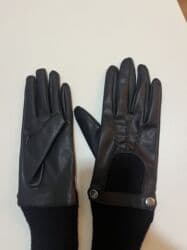 женские кожаные длинные перчатки: Zara teze elcek. 
deri ve toxunma qarışıg model — 8