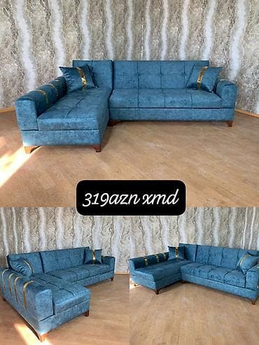 taxta divan: Künc divan – modern dizayn, bir neçə rəng seçimi ilə - Model: L — 2