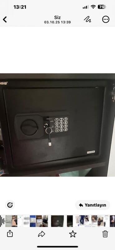 pul qutusu: ASSIS elektron seyf - Material: qalın metal gövdə, mat qara örtük - — 3