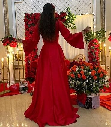 is cekmesi: Qırmızı reng toy ve ya xına paltarı - Model: Uzun, yerə qədər — 3