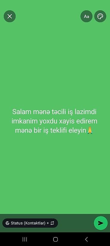Xidmət: İş axtarıram Açıqlama: - Təcili iş axtarıram - Xahiş edirəm
