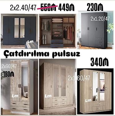 Müxtəlif ölçülü təmiz laminat paltar dolabları - Çatdırılma +