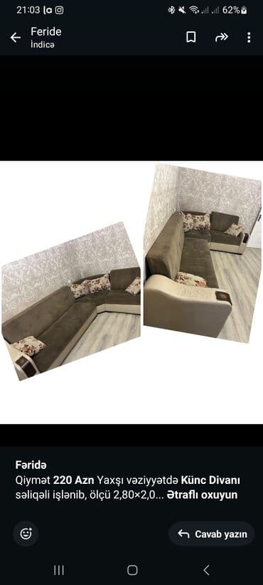 divanlar işlenmiş: Künc divan — 1