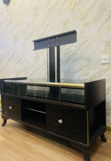 tibbi rəf: Düz TV altlığı, Polkalı, Şüşəli — 4