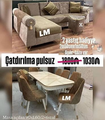 Divan + Masa dəsti Sifarişlə hazırlanır. Dəst şəkildə : 1030₼
