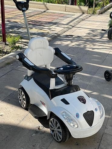 uşaqlar ucun metal konstruktor: Uşaq üçün itiləmə saplı itələnən maşın - Rəng: ağ, qara detal və — 3