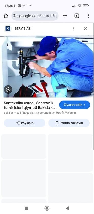 maşın ustası: Santexnik ustası tələb olunur, 6 ildən artıq təcrübə, 6/1 — 2