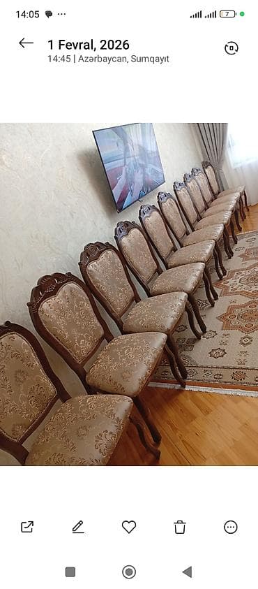 masa ve stul: Qonaq otağı üçün, İşlənmiş, Qatlanmayan, Stul — 2