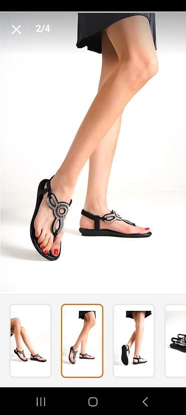 bağlı sandallar: Qadın üçün zərif sandal - Model: barmaq arası (T-strap) sandal - — 1