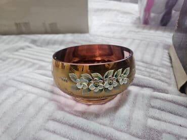 dibcek qablari: Zər ifa incəsənəti üslubunda dekorativ şüşə dəst - Tərkib: 1 ədəd iri — 4