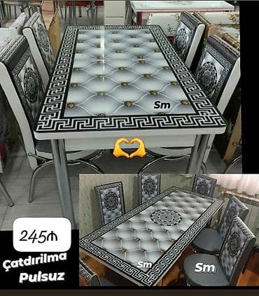 Mətbəx üçün, Yeni, Dördbucaq masa, 4 stul