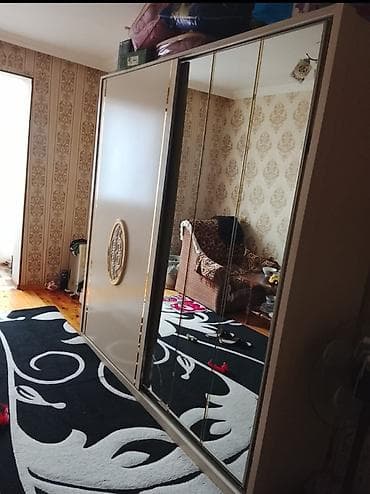 3 qapılı, Güzgülü, Bej, Taxta, Kupe, Düz dolab