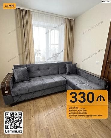 Künc divan – La Mini - Ölçülər: 240 × 150 sm - Mexanizm: açılan