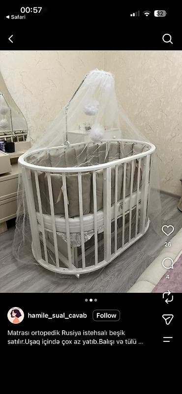 Beşiklər: Evdə yer olmadığı üçün satılır. Trasformer beşik. Hündürlüyü — 3