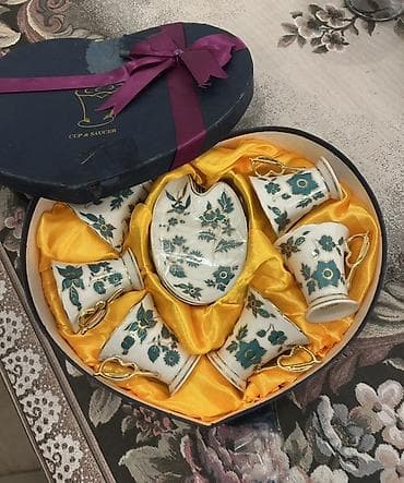 Qəhvə dəsti, rəng - Ağ, Farfor, 6 nəfərlik, Yaponiya