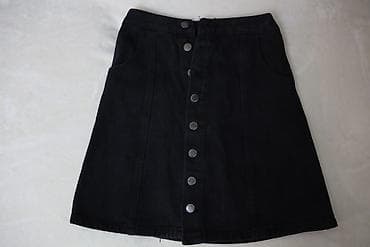 cins etek: Qara cins ətək - Model: A-kəsim, dizdən yuxarı uzunluq - Material — 1