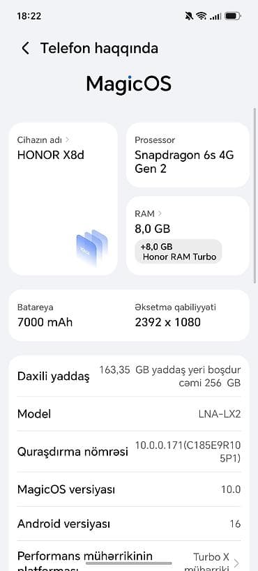 resmi 10 s: Honor X8 5G, 256 GB, rəng - Qara, Barmaq izi — 3