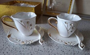 Mətbəx aksesuarları: Çay dəsti, rəng - Ağ, Farfor, 2 nəfərlik — 2