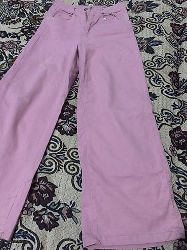 is geyimi: Məhsul: Qadın şalvarı - Rəng: Pastel çəhrayı - Kəsim: Geniş paça, düz — 1