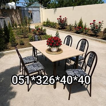 Mətbəx üçün, Yeni, Açılmayan, Dördbucaq masa, 4 stul — 7