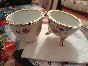 xalça naxışları: Porcelan yumurta formalı bijuter qutusu - Material: parlaq ağ — 4
