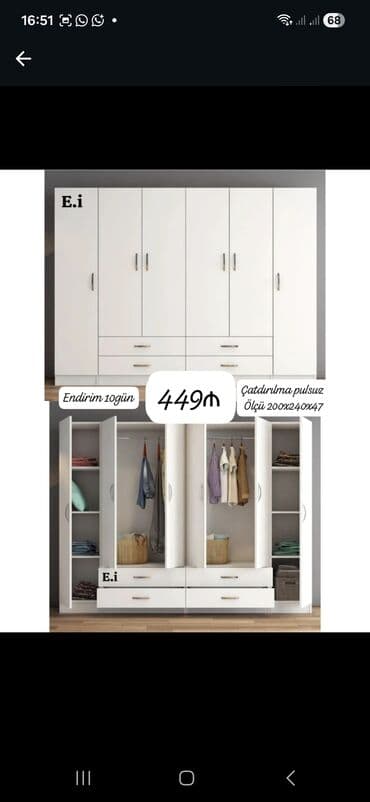 avropa qapilari ölçüləri: Açılan, 6 qapı Düz dolab, Qarderob, paltar dolabı — 4