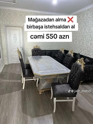 stul piknik: Qonaq otağı üçün, Yeni, Açılmayan, Dördbucaq masa, 6 stul — 1