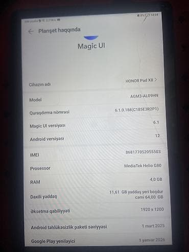 redmi 9 t ekran: HONOR Pad X8 planşet - Model: HONOR Pad X8 (AGM3-AL09HN) - Ekran — 2