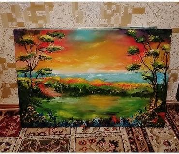 Свечи: Yağlı boya tablo – “Gün batımı mənzərəsi” - Texnika: yağlı boya — 1