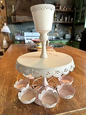 cay daşı: Tort və şiriniyyat qabı, rəng - Çəhrayı, Metal — 1