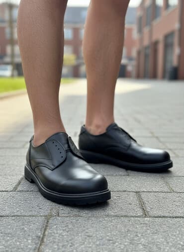 Məhsul: Kişi üçün qara dəri qənbər altlıqlı ayaqqabı - Material