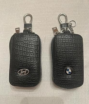 elantra aksesuar: Avtomobil açarı üçün dəri açarlıq/çəlik kisəsi - Material: qara — 3