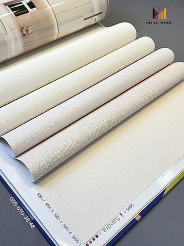 İşıq krem, bej və açıq boz tonlarda teksturalı divar kağızları — 9