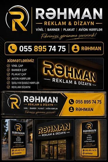 Rəhman Reklam & Dizayn – fikrinizi görünənə çeviririk! Xidmətlər