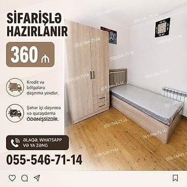 usag maneji: Sifarişlə hazırlanan yataq otağı dəsti. Tərkibi: - Tək nəfərlik — 1