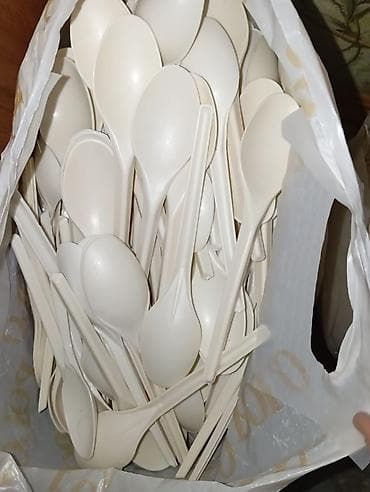plastık pencere: Birdəfəlik plastik qaşıq və çəngəl dəsti - Rəng: ağ - Material — 3