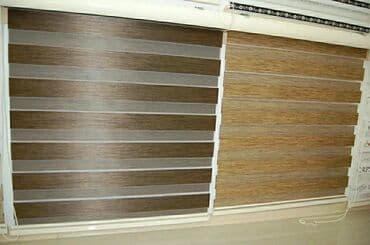 Bitkilər: Zebra jalüz pərdələr – taxta teksturalı, iki rəng variantı (tünd — 1