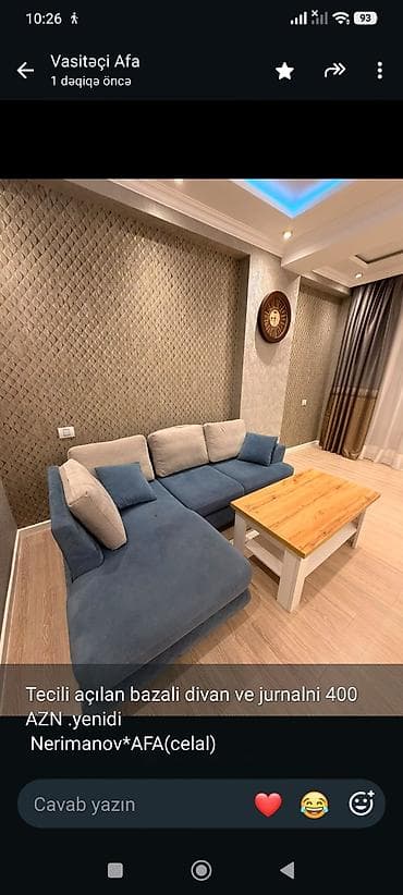 Tecili açılan bazali divan ve jurnalni 400 AZN .yenidi