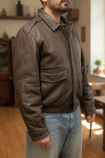 deri şalvar modelleri: Deri kurtka amerikadan alinib pliot kurtkasi modelidir L razmer baha — 1