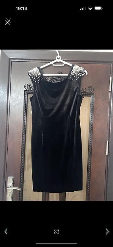 qara kapron: Qara məxmər gecə donu 46-48 razmere olar - Parça: yumşaq, parlaq — 1