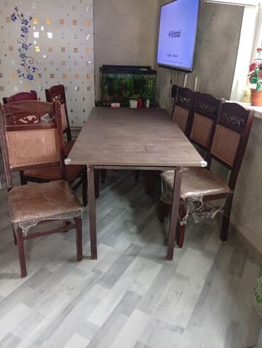 Mətbəx üçün, Açılmayan, Dördbucaq masa, 6 stul