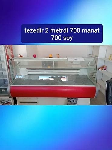 dukan vitrini: Məhsul: Şüşə vitrinli soyuducu tezgah - Uzunluq: 2 metr - Tip: Ön — 1