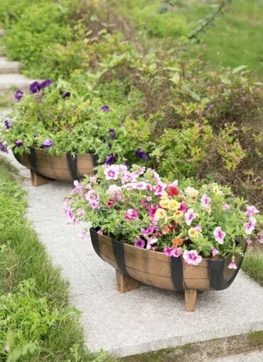 taxta bocqa: Taxta çəllək görünüşlü bu dibçəklər bağçalar, eyvanlar və ya digər — 5