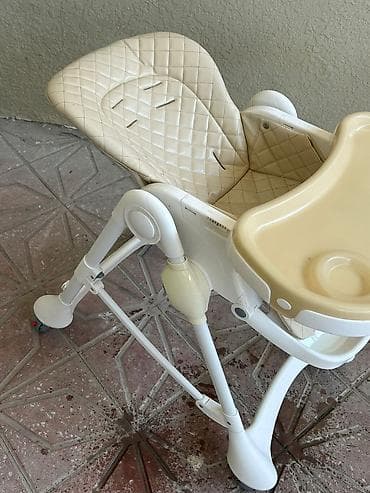 oyunca: Uşaq yemək stulu - Rəng: krem-bej oturacaq, ağ konstruksiya, bej — 2