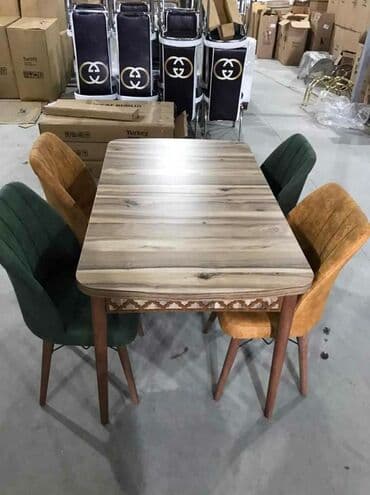 Masa və oturacaq dəstləri: Mətbəx üçün, Yeni, Açılan, Dördbucaq masa, 4 stul — 4