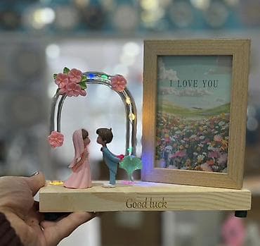 ata ogul sekilleri: Romantik LED dekorativ kompozisiya – foto çərçivəli stolüstü suvenir — 3